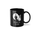 Lustige Katze Schatten Mittelfinger Erkenne die Zeichen Kaffee Tasse