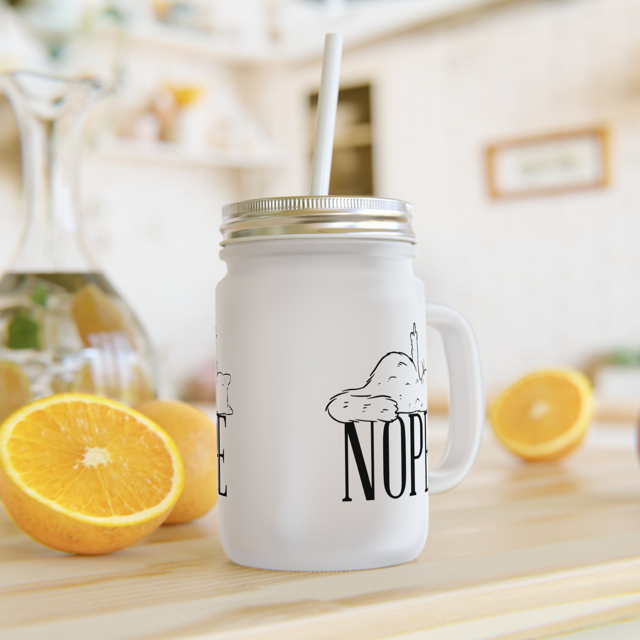 Katze mit Mittelfinger - NOPE - Trinkglas aus satiniertem Glas frosted look