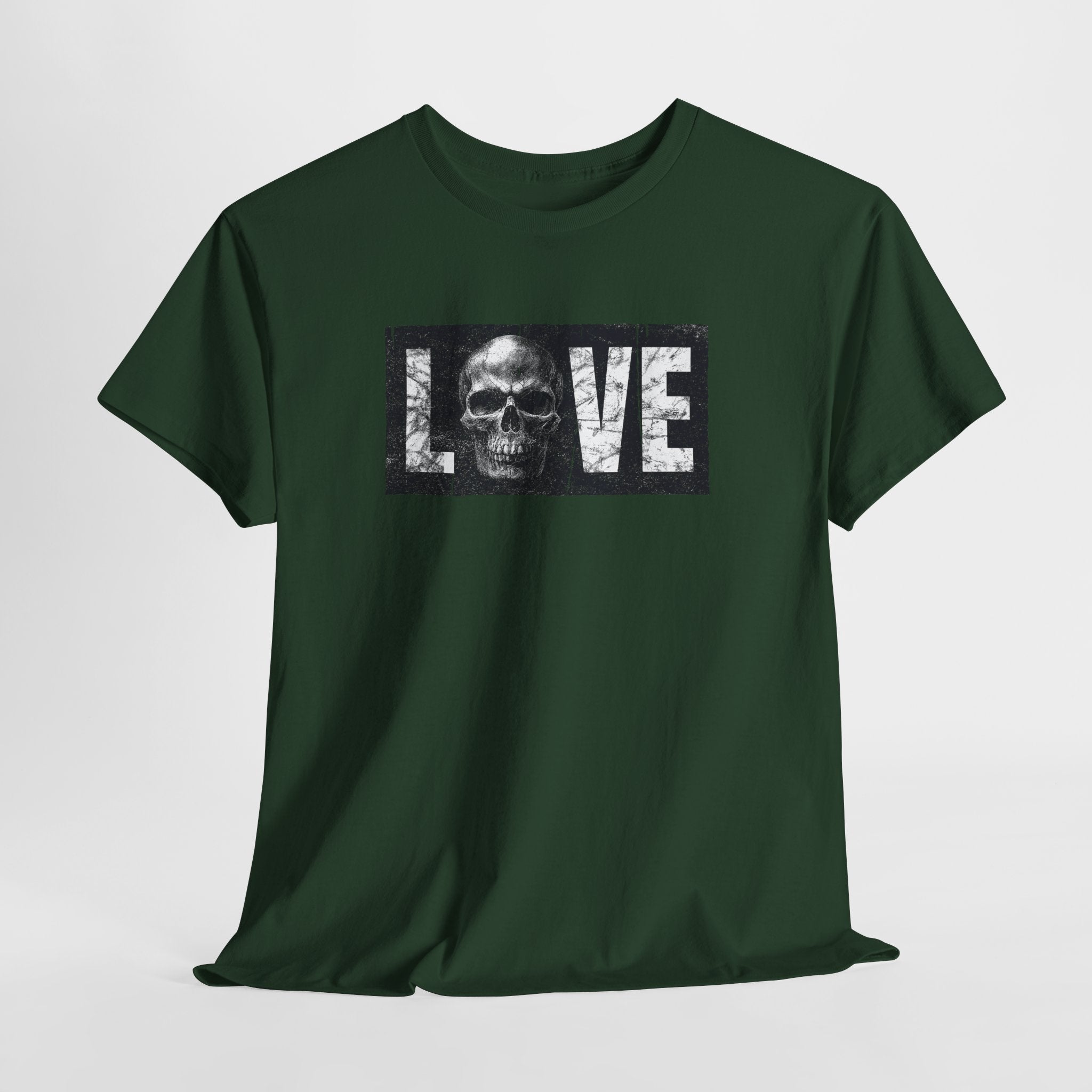 Love Skull T-Shirt – Dunkles Totenkopf Design im Grunge Box Style