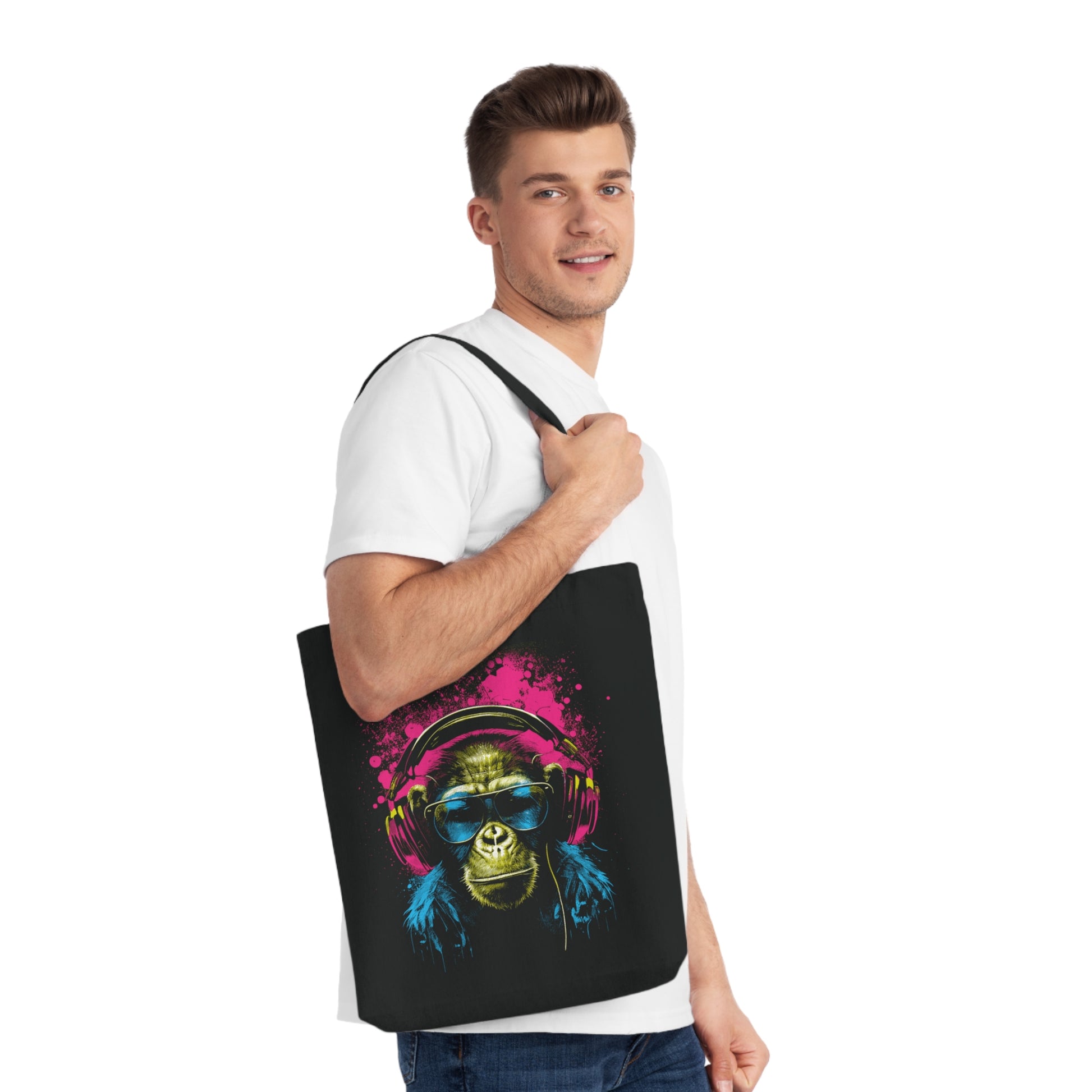 Lustiger DJ Affe - Tragetasche aus Recycling