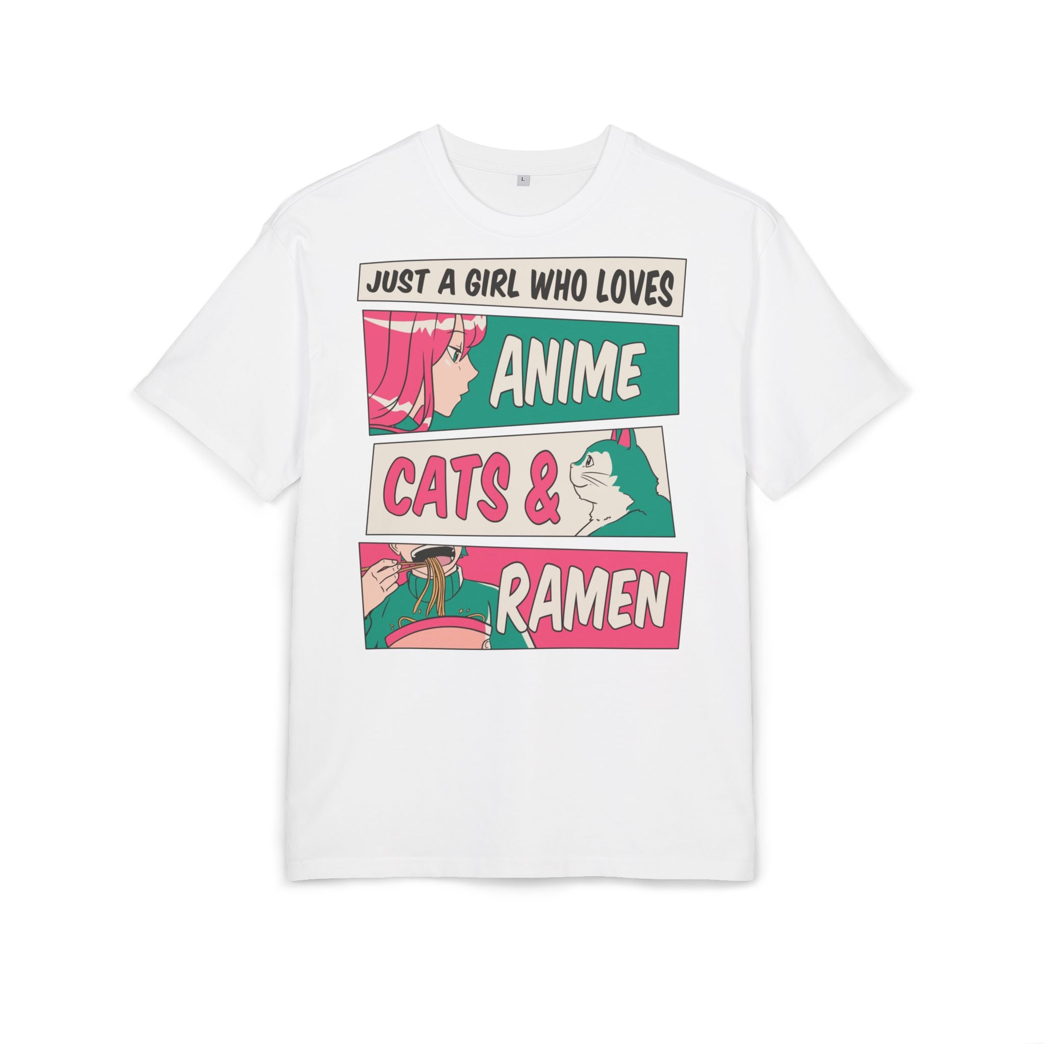 Anime Cats Ramen - Unisex Heavy Oversize T-Shirt