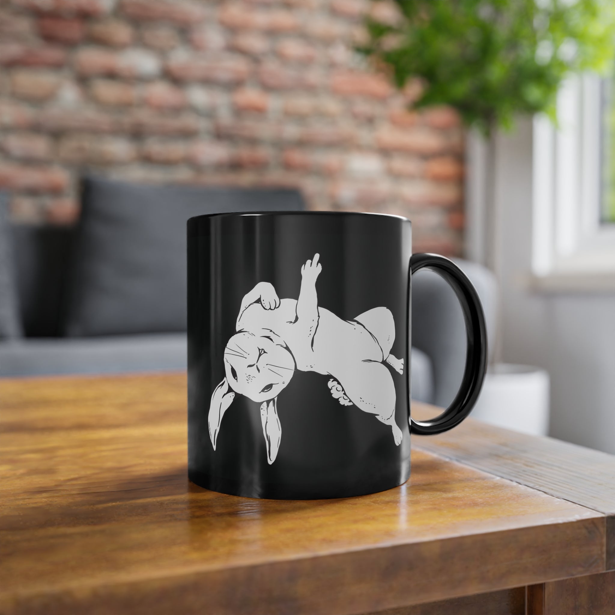 Hase Karnickel mit Mittelfinger Lustige Sarkasmus Kaffee Tasse