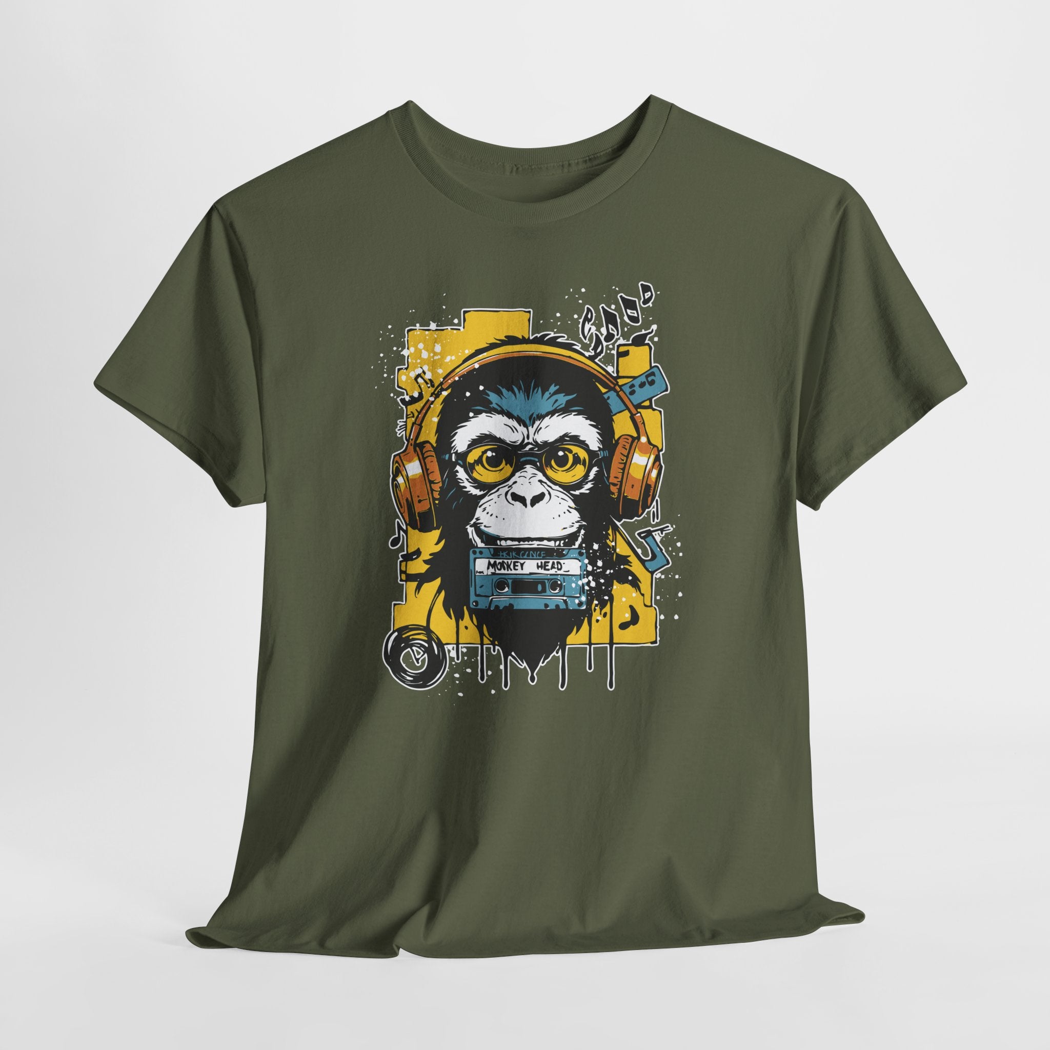 Monkey Head Music T-Shirt – Urban Streetwear Affe mit Kopfhörern