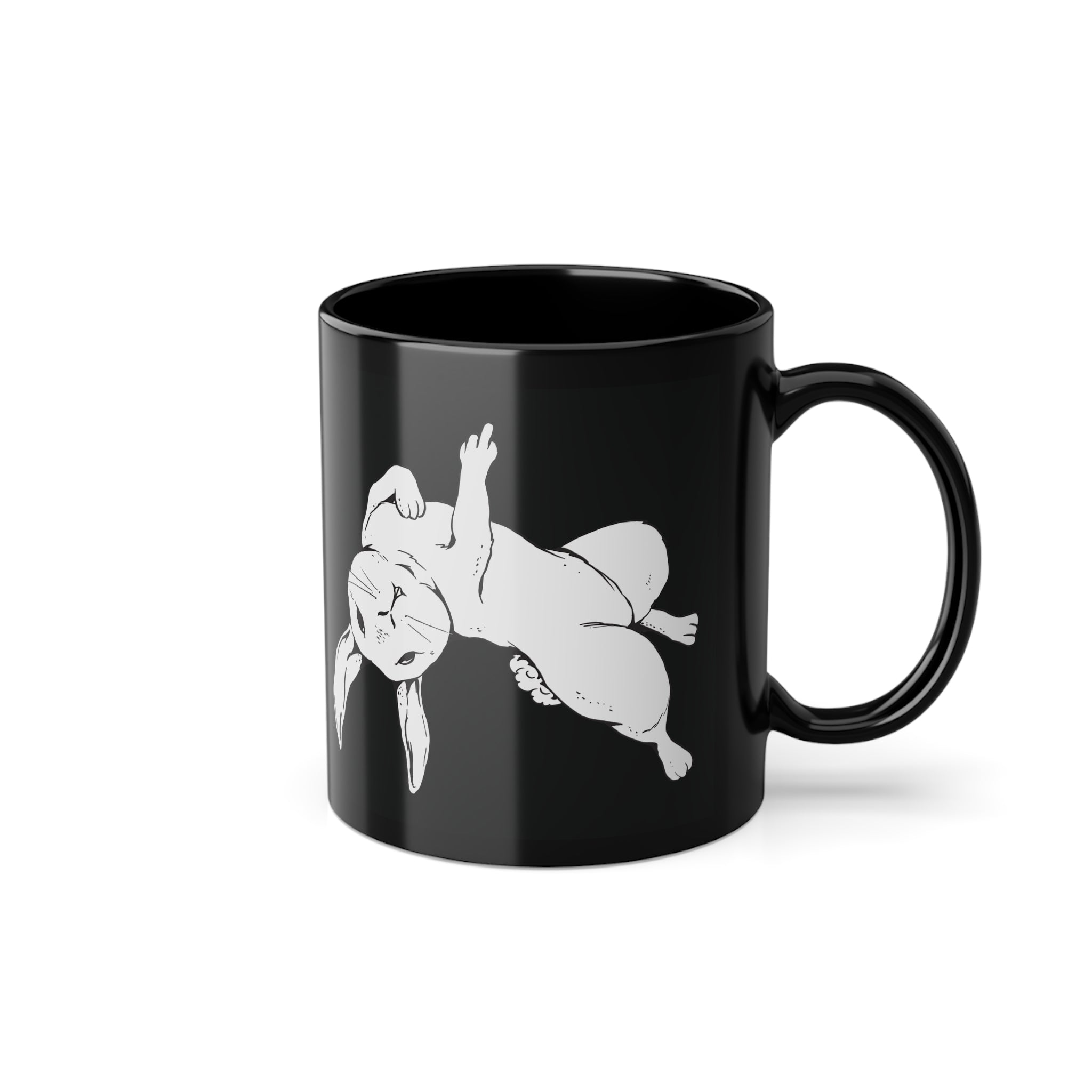 Hase Karnickel mit Mittelfinger Lustige Sarkasmus Kaffee Tasse