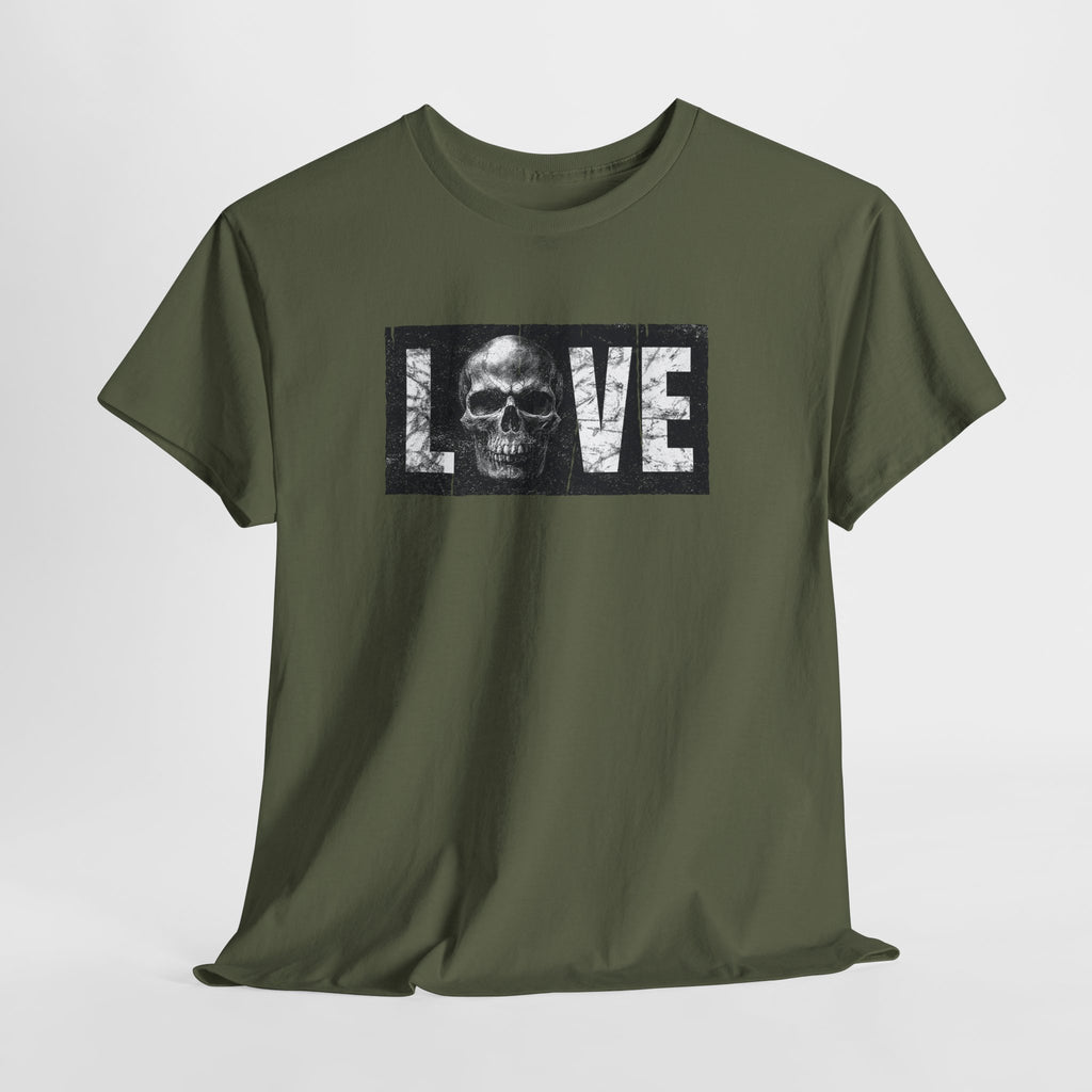 Love Skull T-Shirt – Dunkles Totenkopf Design im Grunge Box Style