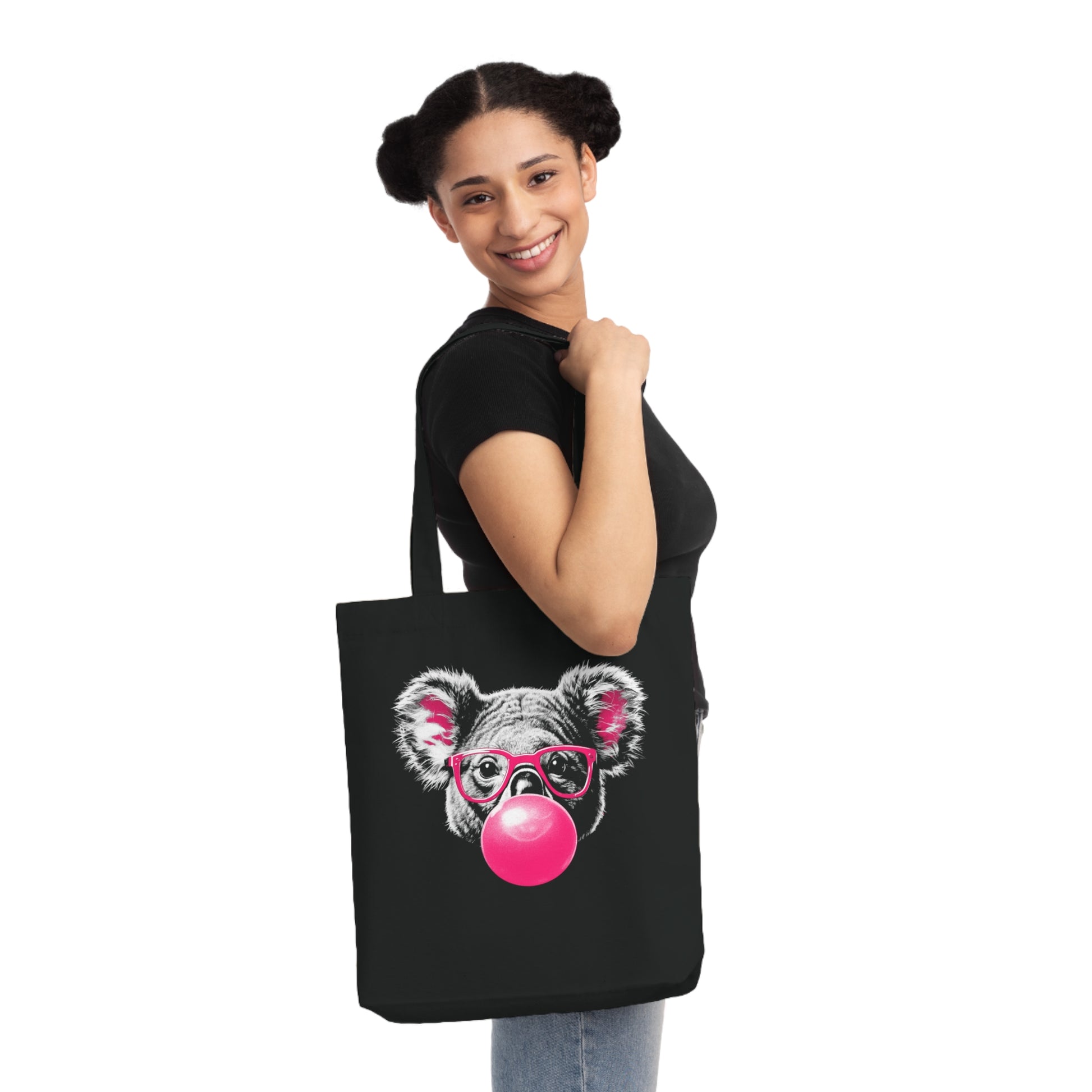 Lustiger Koala Bär mit Kaugummi und Brille - Tragetasche aus Recycling