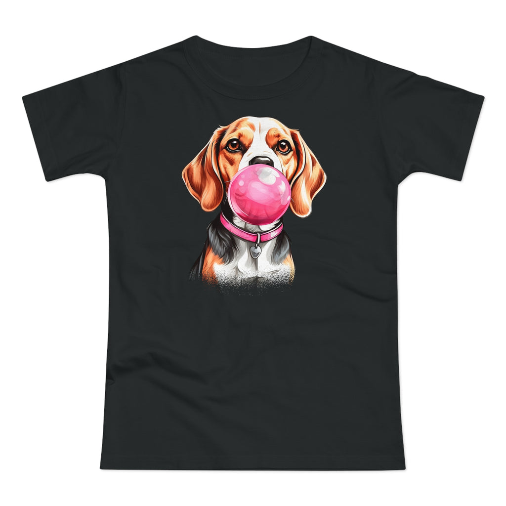 Funny Dog Shirt für Frauen – Beagle mit rosa Bubblegum
