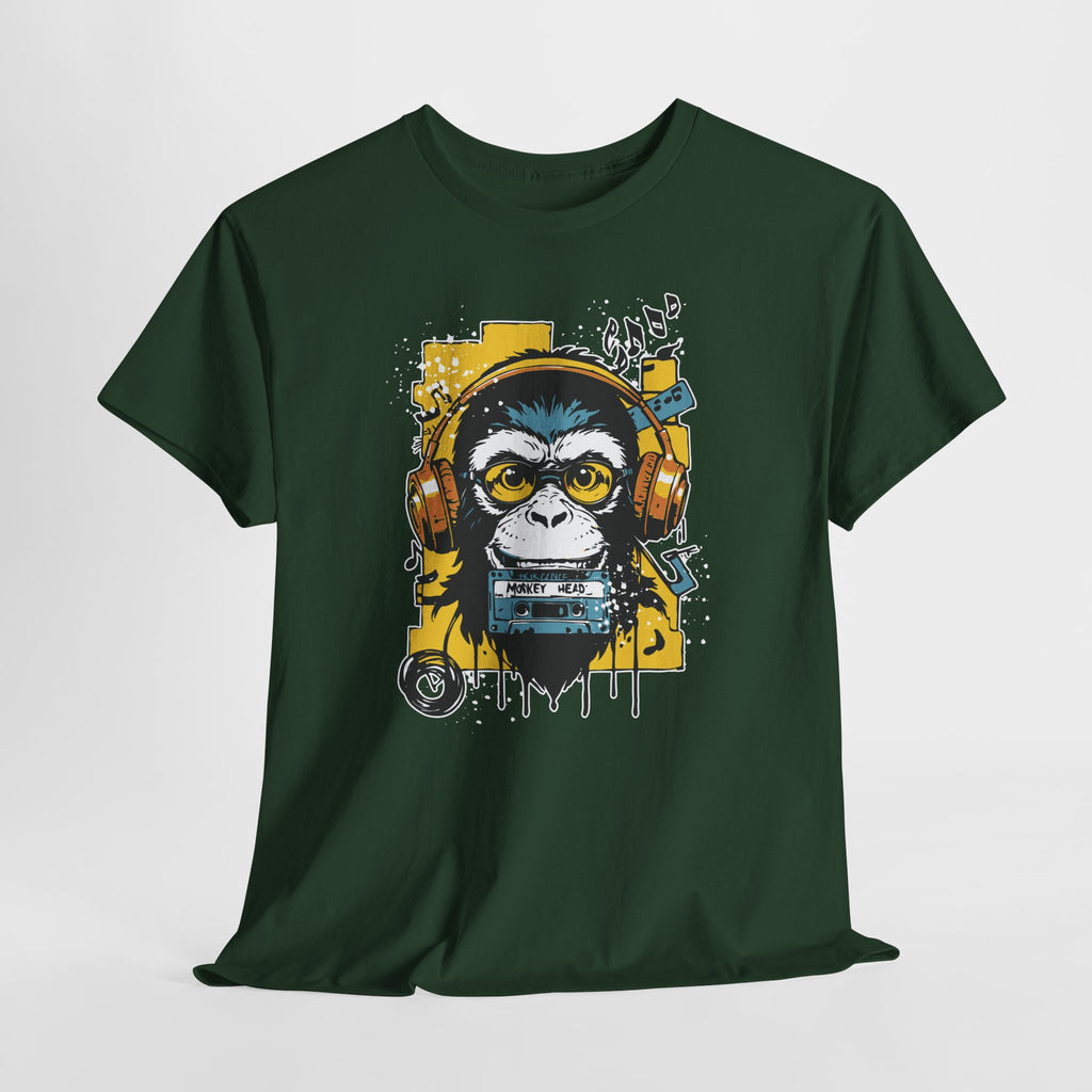 Monkey Head Music T-Shirt – Urban Streetwear Affe mit Kopfhörern
