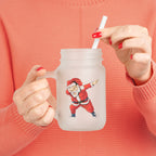 Tanzender Weihnachtsmann - Trinkglas aus satiniertem Glas frosted look