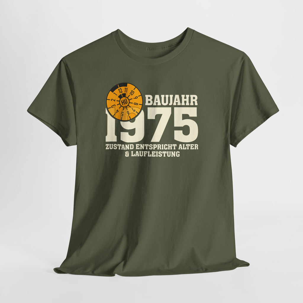 50. Geburtstag TÜV Plakette Baujahr 1975 Zustand entspricht Alter und Laufleistung Lustiges Geschenk T-Shirt