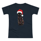 Weihnachtskatze Shirt – Lustiges Xmas T-Shirt mit Lichterkette