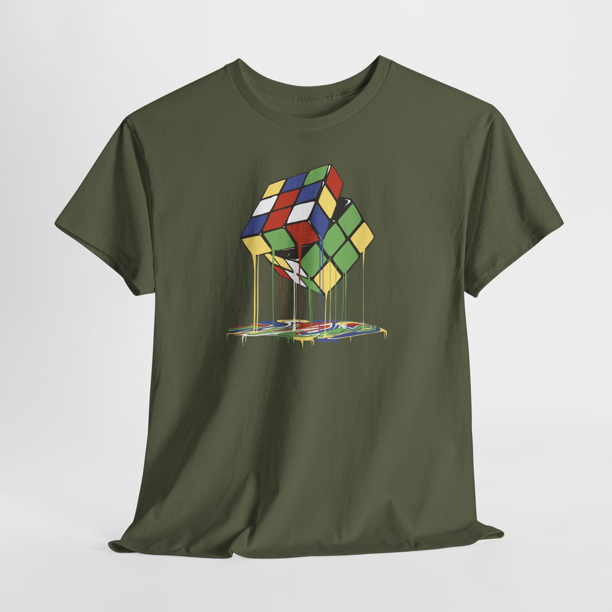 Melting Cube T-Shirt – Schmelzender Farbwürfel Zauberwürfel im Retro Art Style