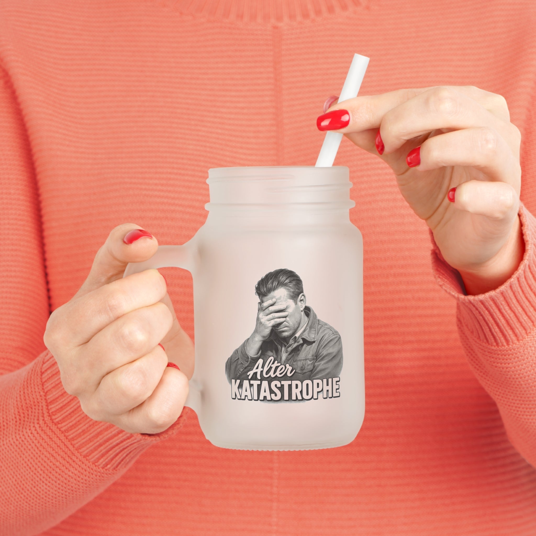 Alter Katastrophe - Trinkglas aus satiniertem Glas frosted look