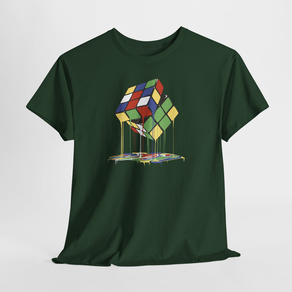 Melting Cube T-Shirt – Schmelzender Farbwürfel Zauberwürfel im Retro Art Style