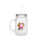Funny Dog – Beagle mit rosa Bubblegum - Trinkglas aus satiniertem Glas frosted look