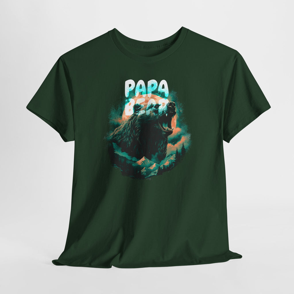 Papa Bear T-Shirt – Wilder Grizzly im Wald vor dem Vollmond