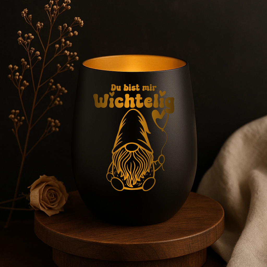 Windlicht ‚Du bist mir wichtelig‘ – Wichtel Geschenk, Weihnachtsdeko,Teelicht