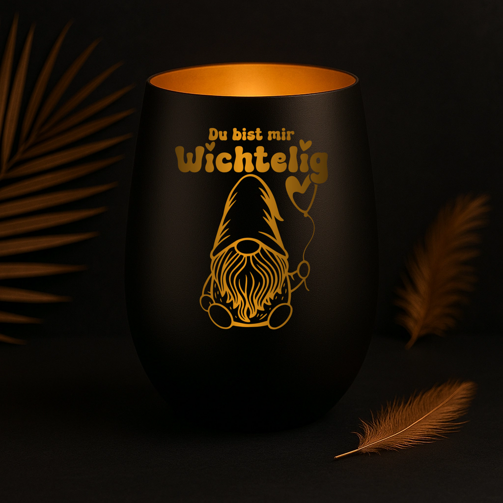 Windlicht ‚Du bist mir wichtelig‘ – Wichtel Geschenk, Weihnachtsdeko,Teelicht