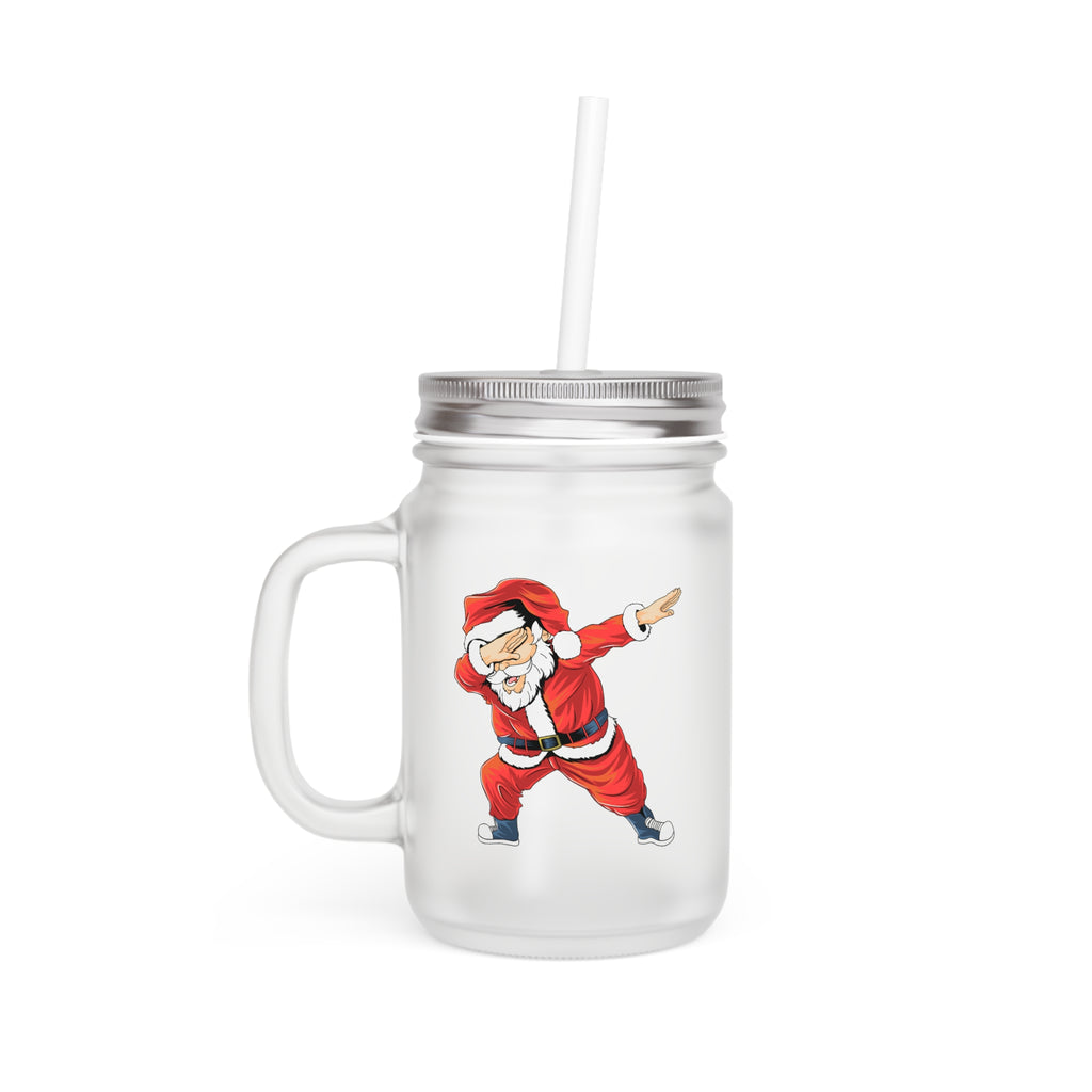 Tanzender Weihnachtsmann - Trinkglas aus satiniertem Glas frosted look