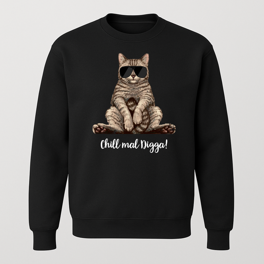 Lustige Katze Chill Digga Sweatshirt
