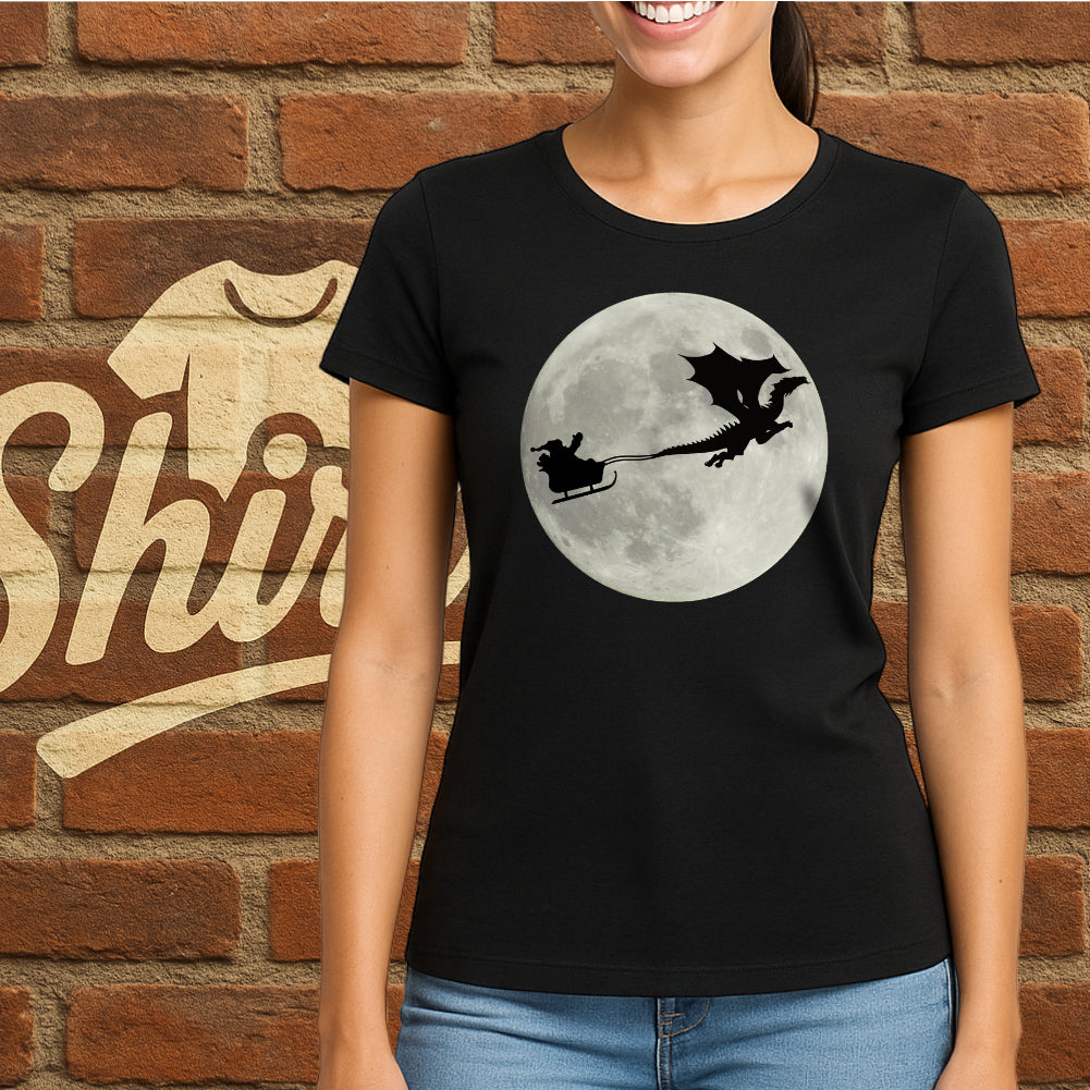 Santa & Dragon Shirt – Lustiges Fantasy Weihnachts Frauen T-Shirt
