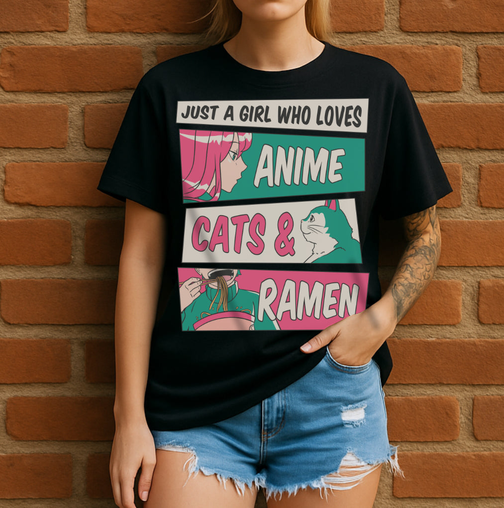 Anime Cats Ramen - Unisex Heavy Oversize T-Shirt