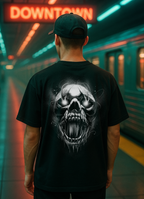 Downtown Reaper – Schwarzes Urban Streetwear Unisex Oversize T-Shirt