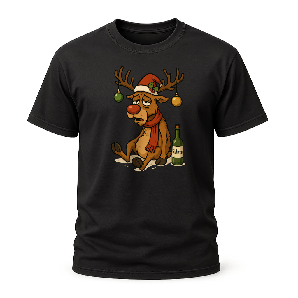 Betrunkenes Rentier – Lustiges Glühwein Weihnachts-Shirt