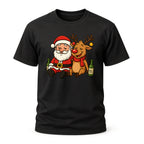 Betrunkener Santa & Rentier – Lustiges Glühwein Weihnachts-Shirt