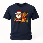 Betrunkener Santa & Rentier – Lustiges Glühwein Weihnachts-Shirt