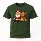 Betrunkener Santa & Rentier – Lustiges Glühwein Weihnachts-Shirt
