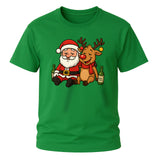 Betrunkener Santa & Rentier – Lustiges Glühwein Weihnachts-Shirt