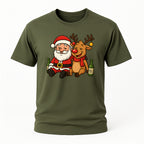 Betrunkener Santa & Rentier – Lustiges Glühwein Weihnachts-Shirt