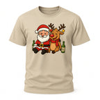 Betrunkener Santa & Rentier – Lustiges Glühwein Weihnachts-Shirt