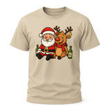 Betrunkener Santa & Rentier – Lustiges Glühwein Weihnachts-Shirt