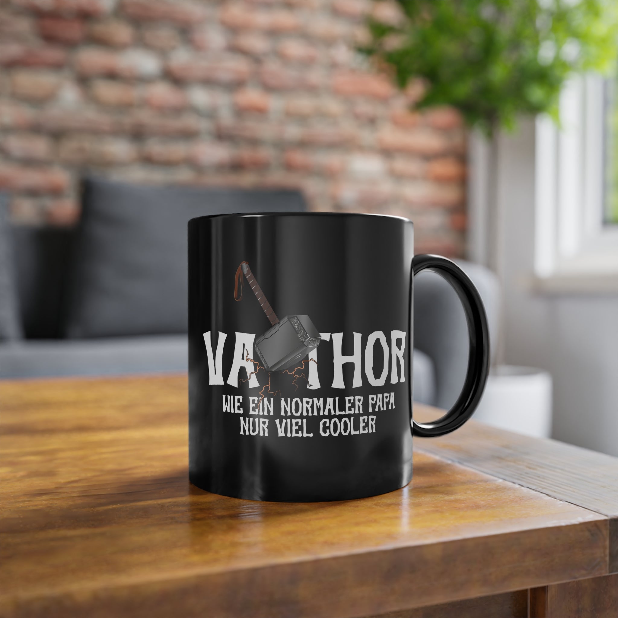 Vatertag Geschenk Shirt - Wikinger Hammer Va-Thor - Wie Ein Normaler Papa Nur Viel Cooler - Lustige Vatertag Geschenk Kaffee Tasse