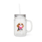 Funny Dog – Beagle mit rosa Bubblegum - Trinkglas aus satiniertem Glas frosted look