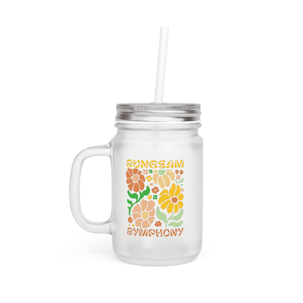 Sunbeam Symphony - Retro Flower Power - Trinkglas aus satiniertem Glas frosted look