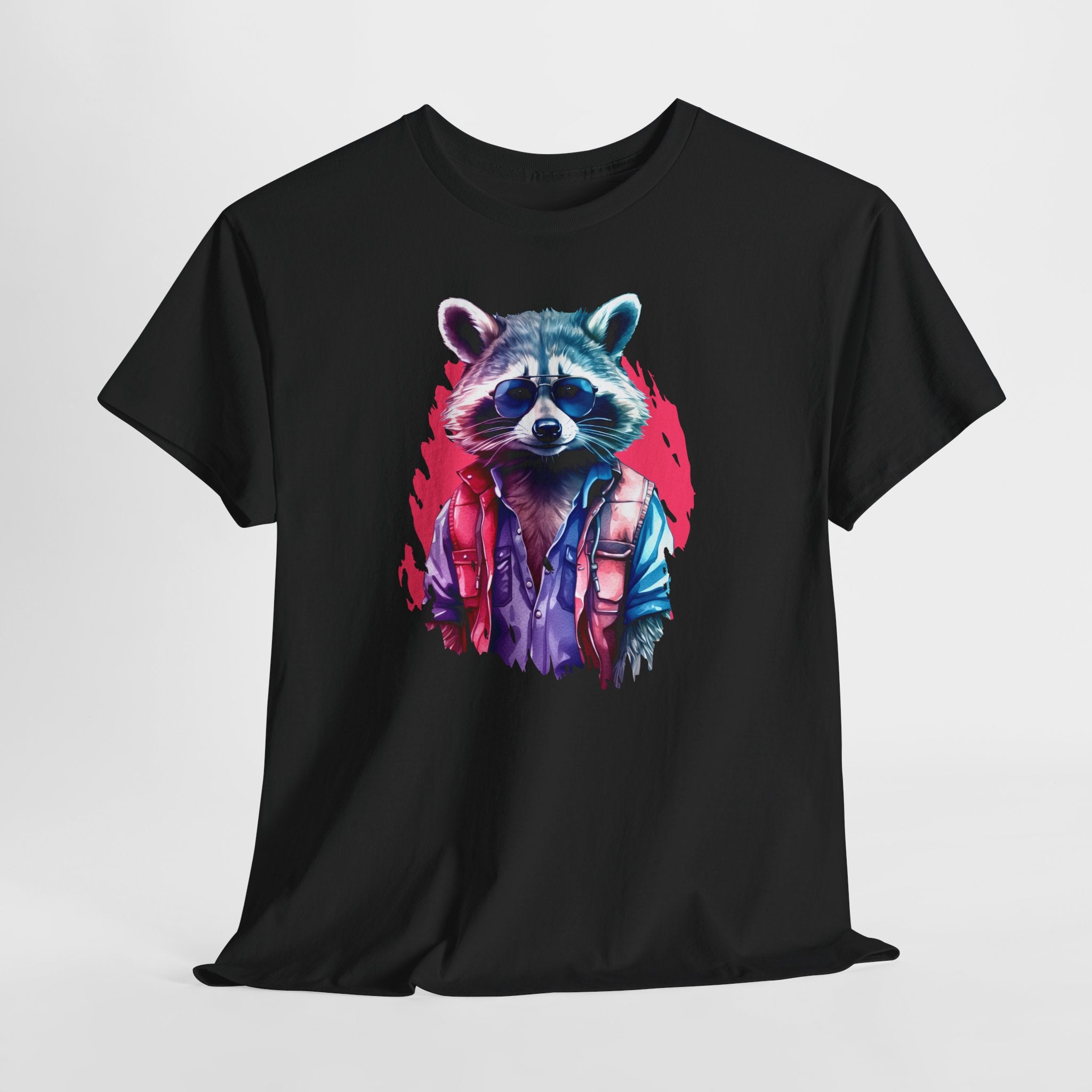 Cooler Waschbär im Retro Look – Neon Style Tiermotiv Shirt