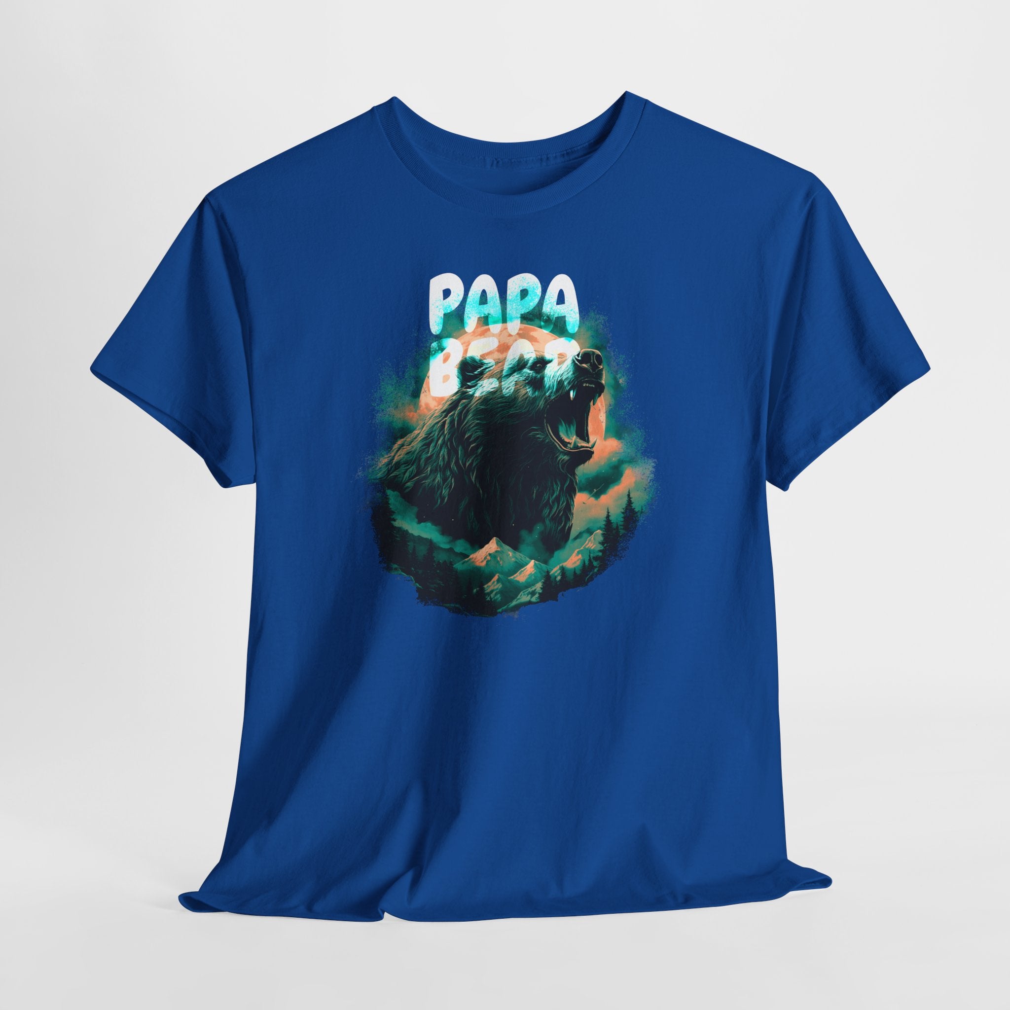 Papa Bear T-Shirt – Wilder Grizzly im Wald vor dem Vollmond