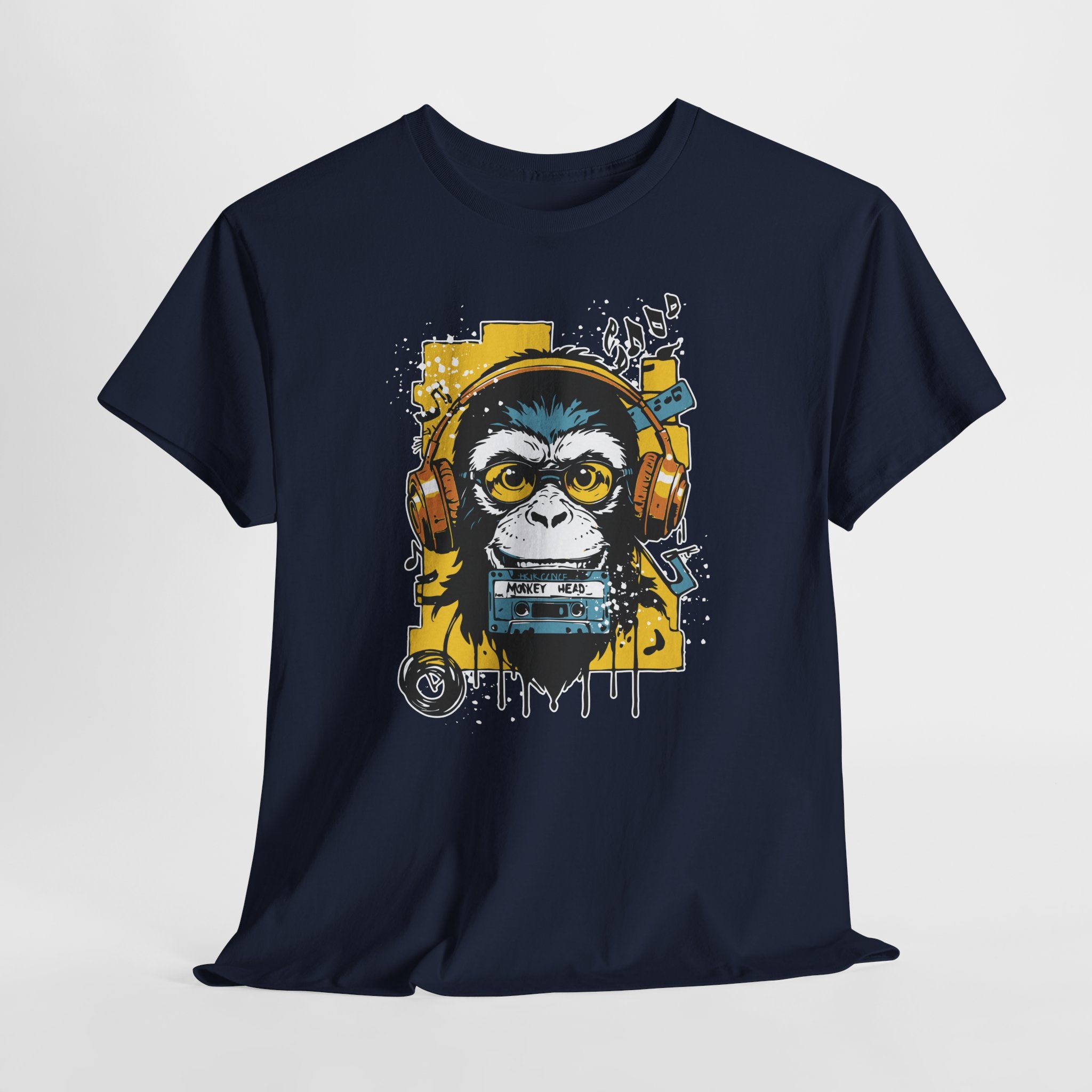Monkey Head Music T-Shirt – Urban Streetwear Affe mit Kopfhörern