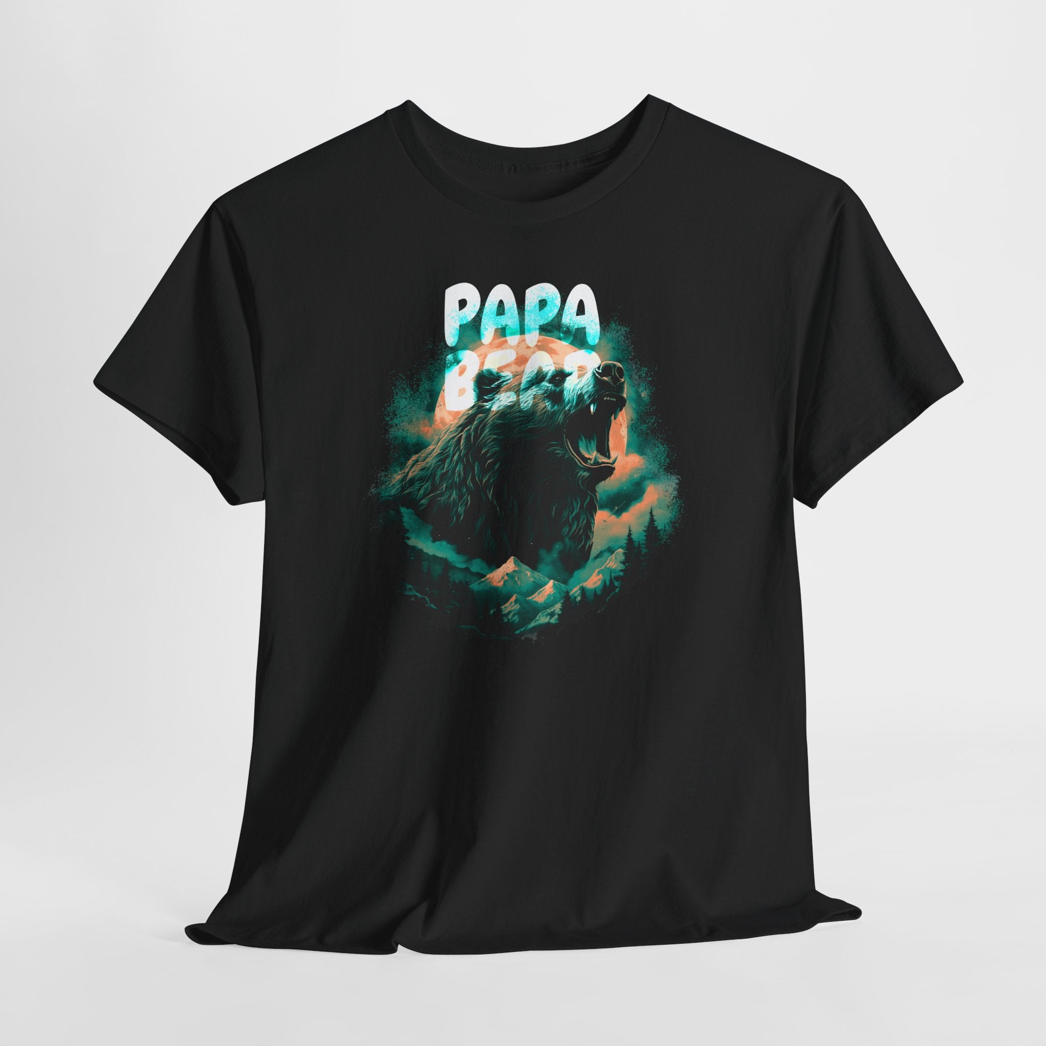 Papa Bear T-Shirt – Wilder Grizzly im Wald vor dem Vollmond