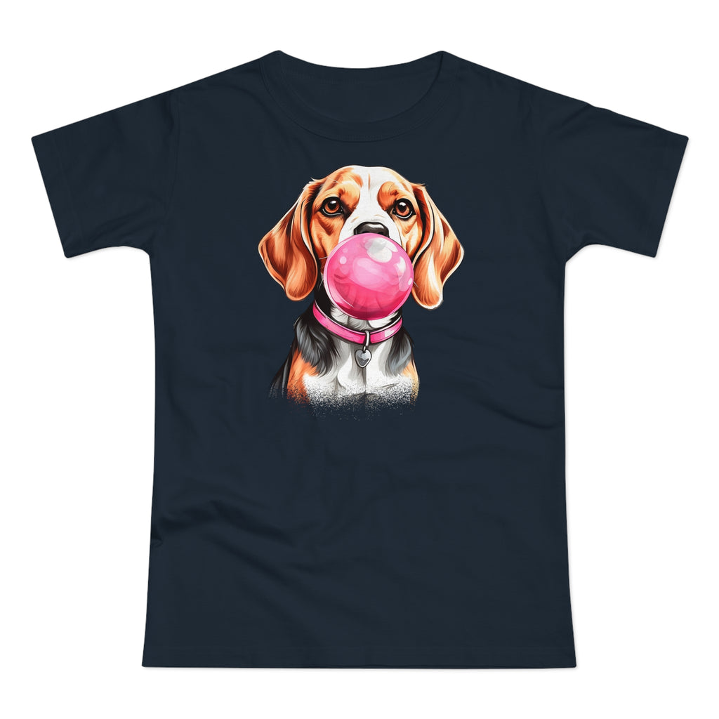 Funny Dog Shirt für Frauen – Beagle mit rosa Bubblegum