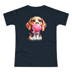 Funny Dog Shirt für Frauen – Beagle mit rosa Bubblegum