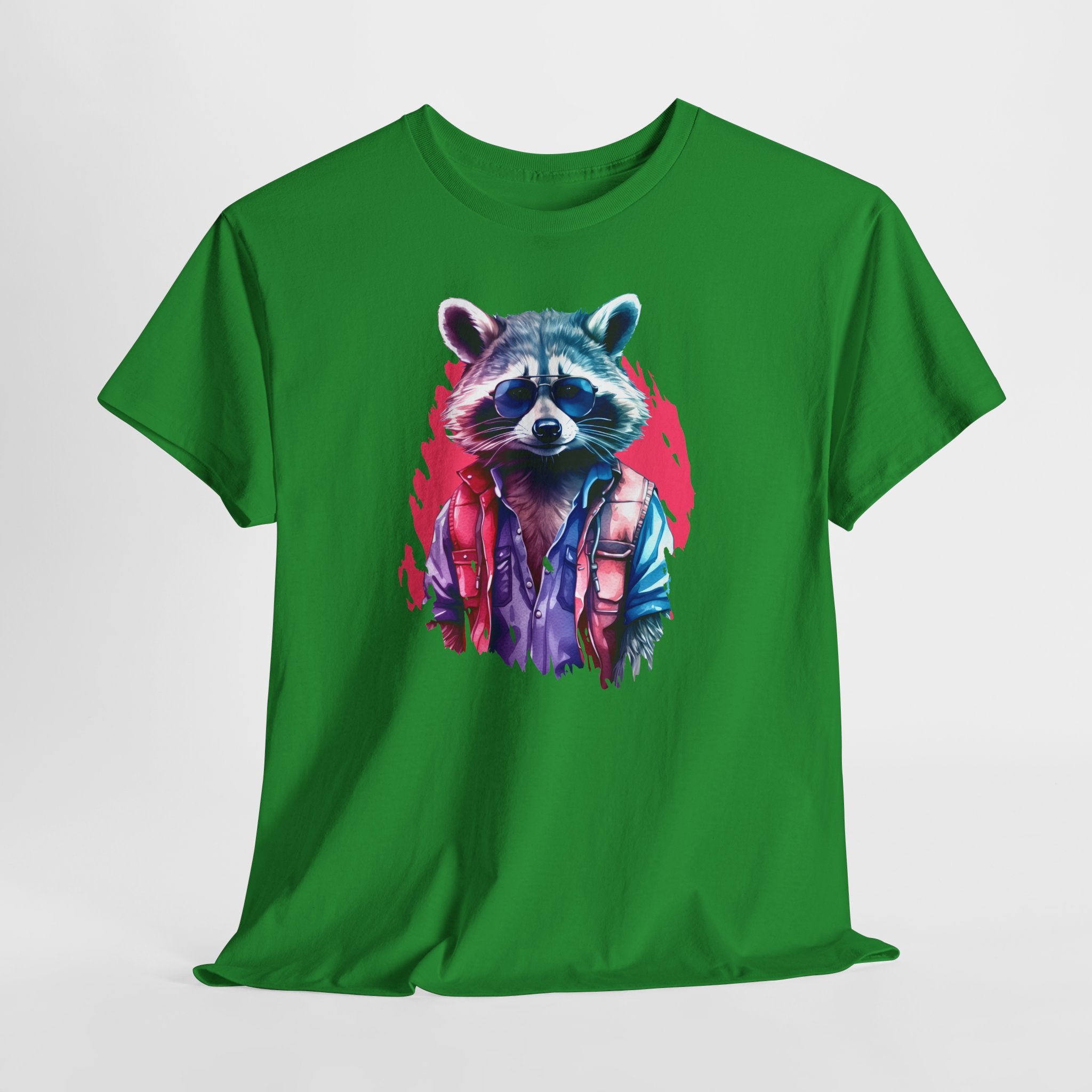 Cooler Waschbär im Retro Look – Neon Style Tiermotiv Shirt