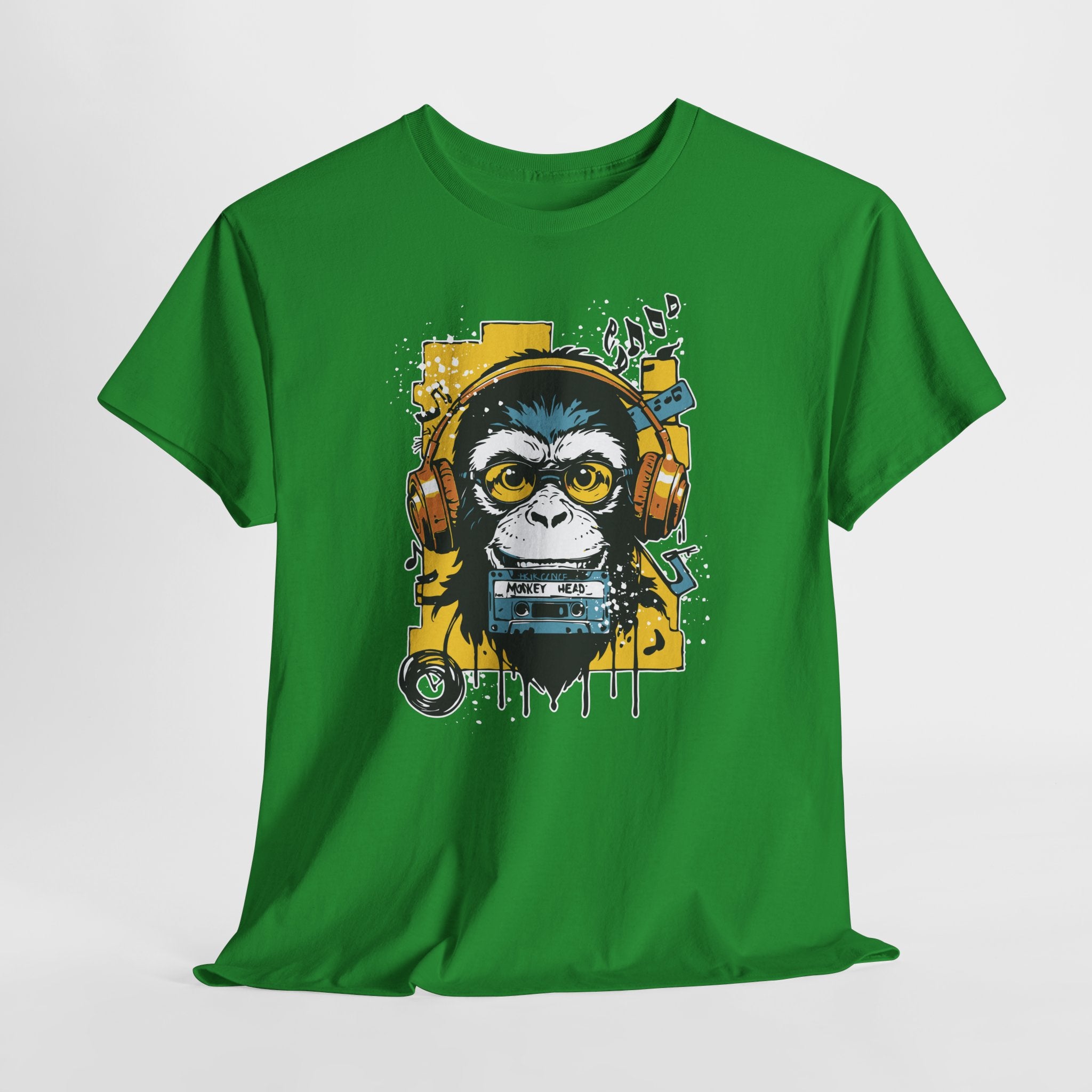 Monkey Head Music T-Shirt – Urban Streetwear Affe mit Kopfhörern