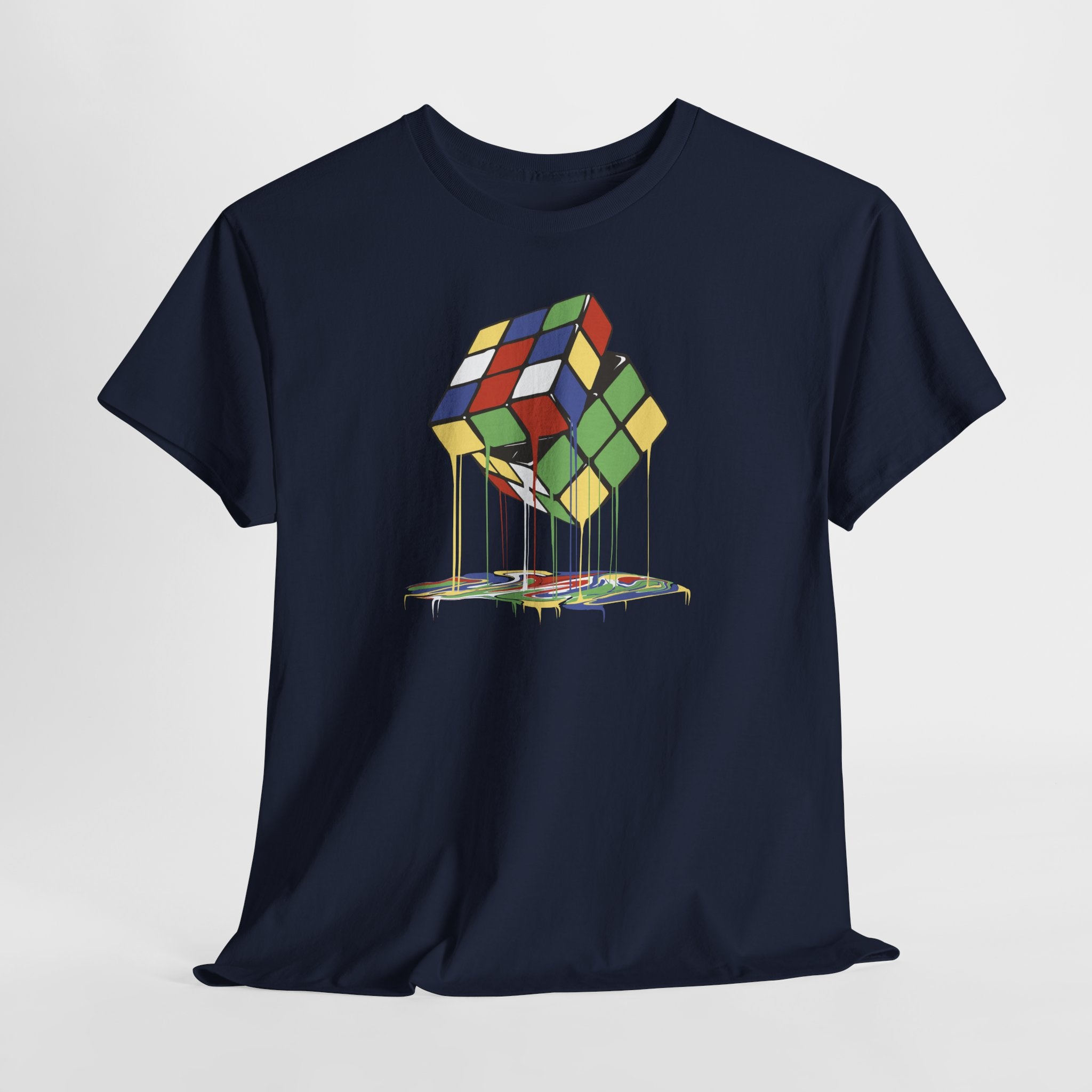 Melting Cube T-Shirt – Schmelzender Farbwürfel Zauberwürfel im Retro Art Style