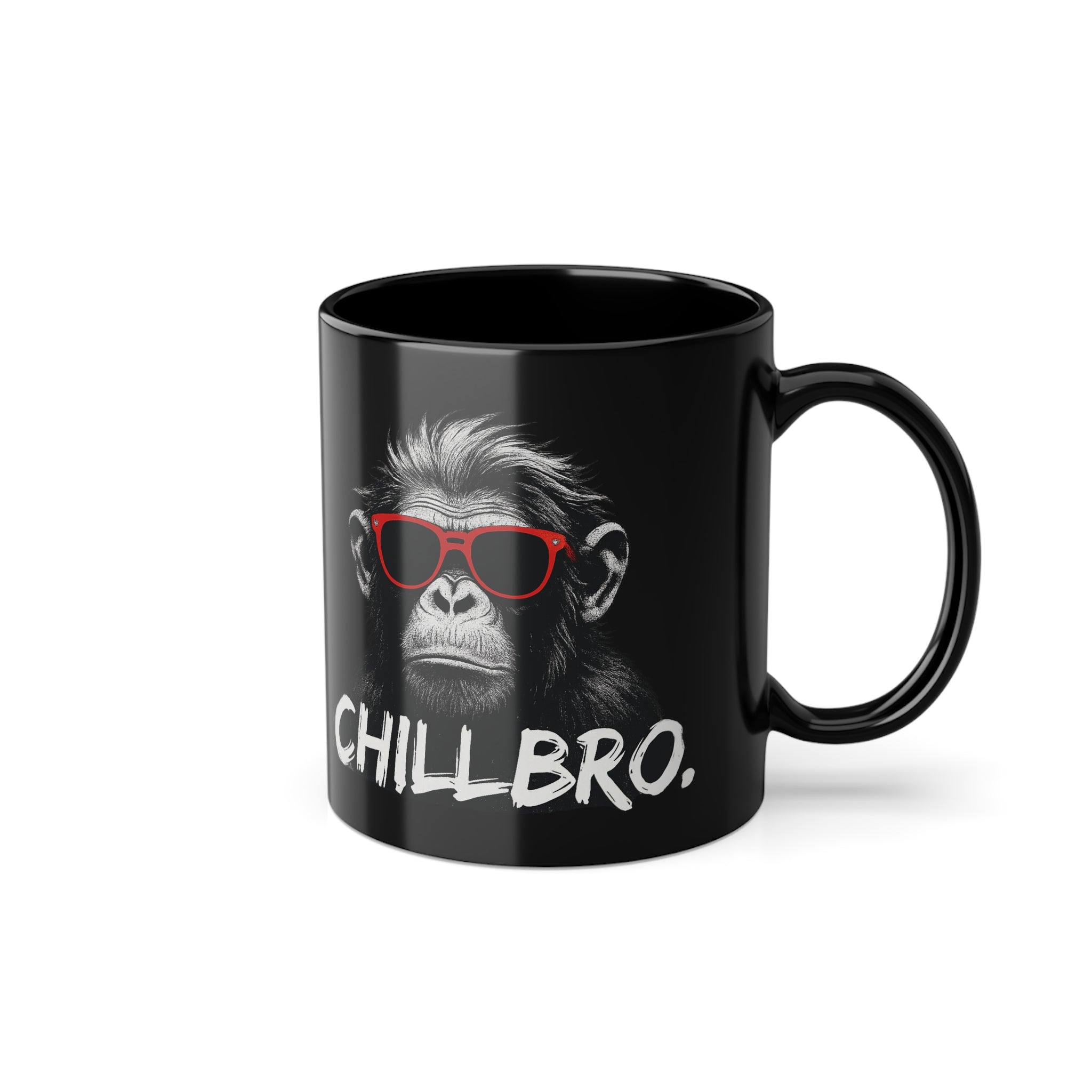 Chill Bro – T-Shirt mit Lustigem Affen und roter Sonnenbrillen - Lustige Kaffee Tasse