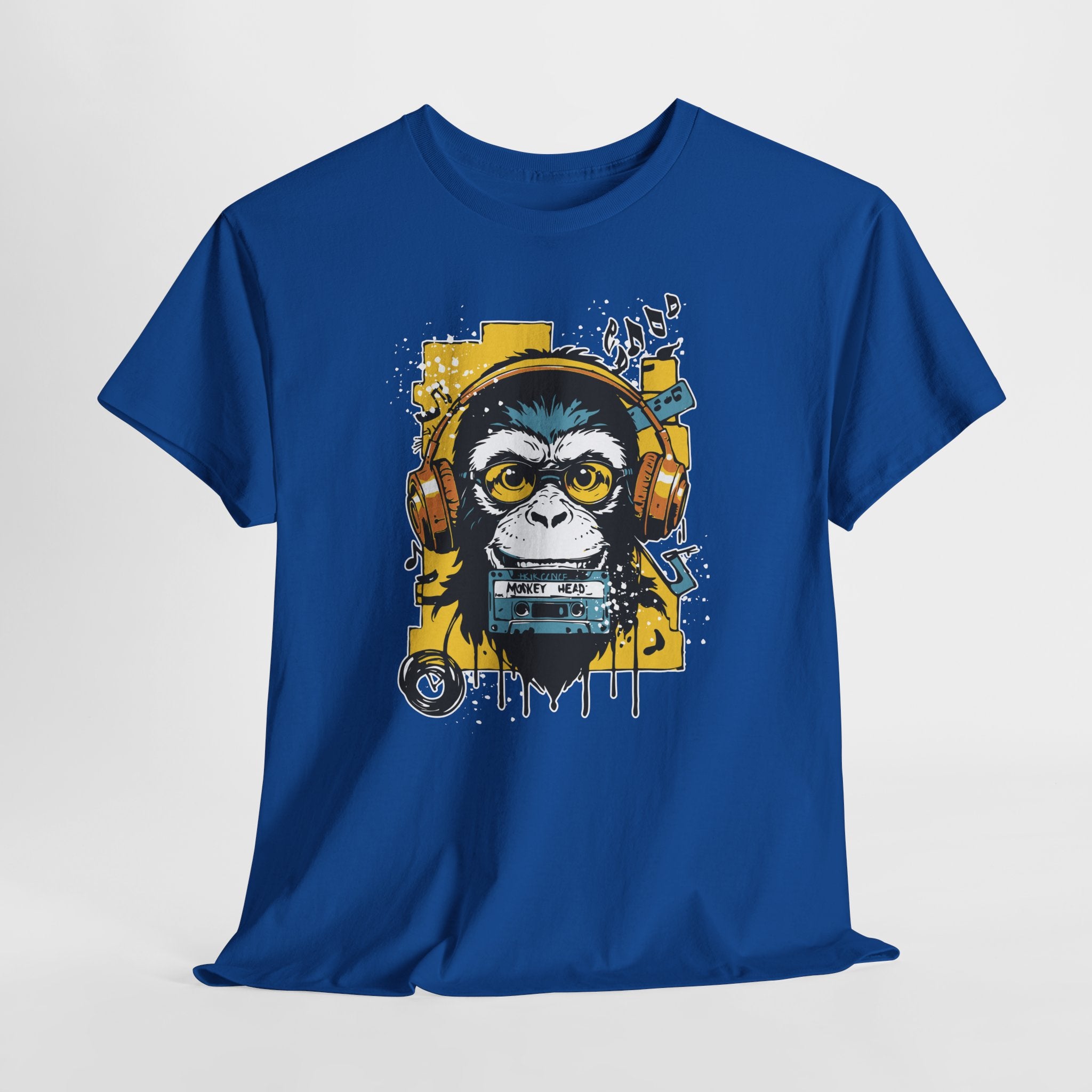 Monkey Head Music T-Shirt – Urban Streetwear Affe mit Kopfhörern