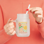Sunbeam Symphony - Retro Flower Power - Trinkglas aus satiniertem Glas frosted look